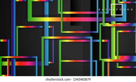 Vector Modern Abstract Squares Backgrounds . with a black and rainbow color gradient. eps 10 template