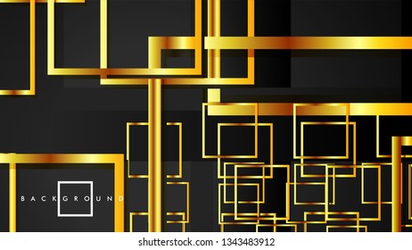 Vector Modern Abstract Squares Backgrounds . with a black and gold color gradient. eps 10 template