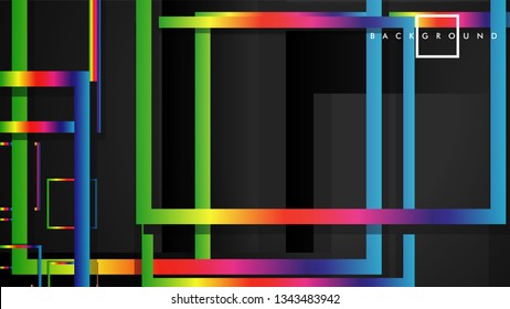 Vector Modern Abstract Squares Backgrounds . with a black and rainbow color gradient. eps 10 template