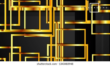 Vector Modern Abstract Squares Backgrounds . with a black and gold color gradient. eps 10 template
