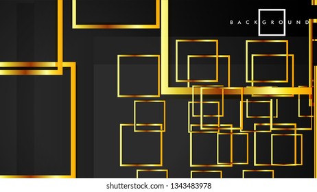 Vector Modern Abstract Squares Backgrounds . with a black and gold color gradient. eps 10 template