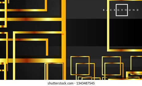Vector Modern Abstract Squares Backgrounds . with a black and gold color gradient. eps 10 template