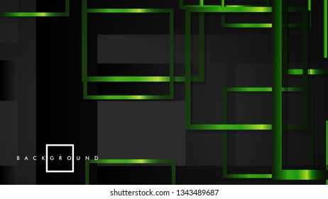 Vector Modern Abstract Squares Backgrounds . with a black and green metal color gradient. eps 10 template