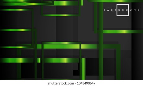 Vector Modern Abstract Squares Backgrounds . with a black and green metal color gradient. eps 10 template