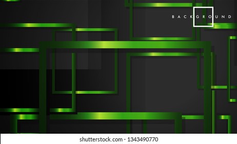 Vector Modern Abstract Squares Backgrounds . with a black and green metal color gradient. eps 10 template