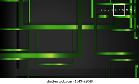 Vector Modern Abstract Squares Backgrounds . with a black and green metal color gradient. eps 10 template