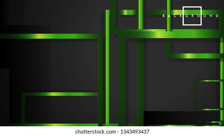 Vector Modern Abstract Squares Backgrounds . with a black and green metal color gradient. eps 10 template