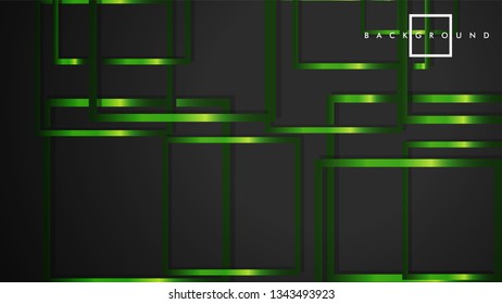 Vector Modern Abstract Squares Backgrounds . with a black and green metal color gradient. eps 10 template