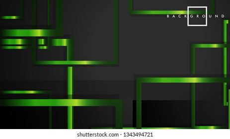 Vector Modern Abstract Squares Backgrounds . with a black and green metal color gradient. eps 10 template