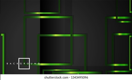 Vector Modern Abstract Squares Backgrounds . with a black and green metal color gradient. eps 10 template