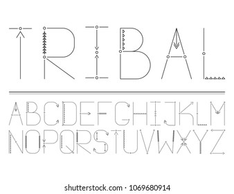 Vector Modern Abstract Tribal Font And Alphabet For Your Design