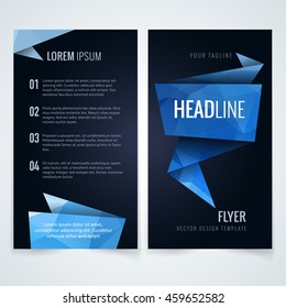 vector modern ad billboard or booklet design pattern with blue origami shape texture on dark background texture abstract scene digital performance trendy dark contract blue luxurious print relaxed con