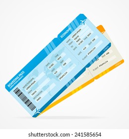 Vector Modern Airline boarding pass tickets isolated on white