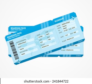 Vector Modern Airline boarding pass tickets isolated on white