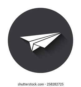 Vector modern airplane gray circle icon on white background