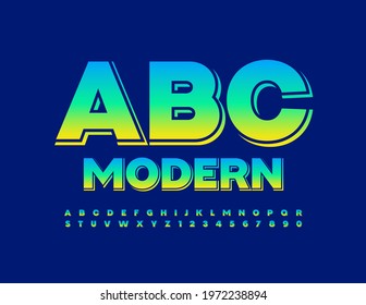 Vector Modern Alphabet. Color gradient Font. Glossy creative Letters and Numbers set