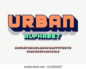 Vector of modern alphabet design with uppercase, numbers and symbols