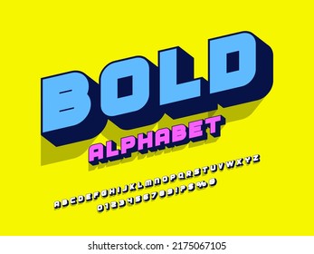 Vector of modern alphabet design with uppercase, numbers and symbols