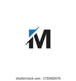Vector modern alphabet letter M, Glitch style logo design template