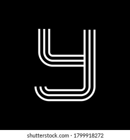 Vector of Modern Alphabet Letters,  Double line for each letter, Minimal Letters set for Futuristic, sport, media, web. Font y. eps 02