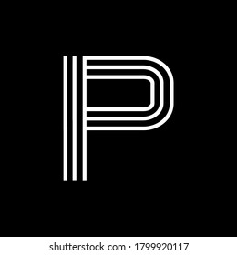 Vector of Modern Alphabet Letters,  Double line for each letter, Minimal Letters set for Futuristic, sport, media, web. Font p. eps 02