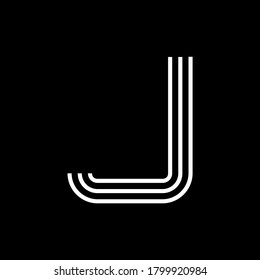 Vektorgrafik der modernen Alphabet-Buchstaben, Doppelzeile für jeden Buchstaben, Mindestbriefe für Futuristik, Sport, Medien, Web. Schriftart j.  eps 02