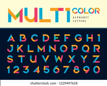 Vector of Modern Alphabet Letters and numbers, Multicolor transparency Font, Overlay stylized letter, Minimal Letters set for Fashion, Futuristic, Colorful, Anniversary, Celebration, Ceremony