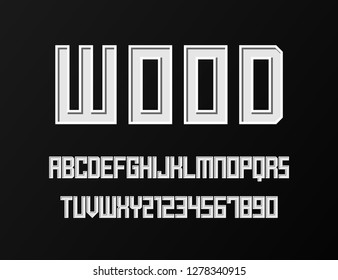 Vector of modern alphabet letters and numbers. Latin letters from A to Z and numbers from 0 to 9