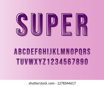Vector of modern alphabet letters and numbers. Latin letters from A to Z and numbers from 0 to 9