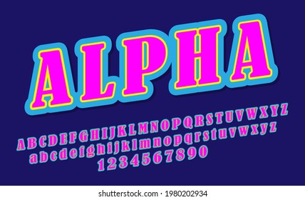 Vector modern alphabet letters and numbers.