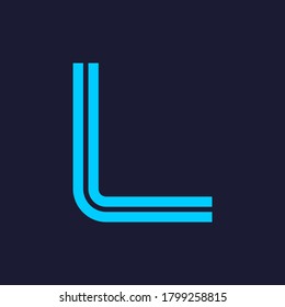 Vector of Modern Alphabet Letters, Parallel lines stylized rounded fonts, Double line for each letter, Minimal Letters for Futuristic, automotive, technology. This is font l