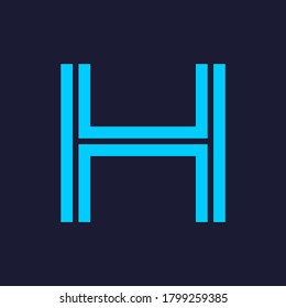 Vector of Modern Alphabet Letters, Parallel lines stylized rounded fonts, Double line for each letter, Minimal Letters for Futuristic, automotive, technology. This is font h