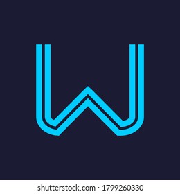 Vector of Modern Alphabet Letters, Parallel lines stylized rounded fonts, Double line for each letter, Minimal Letters for Futuristic, automotive, technology. This is font w