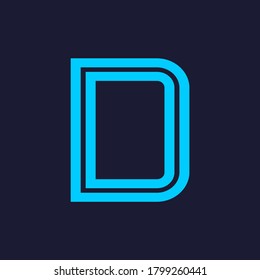 Vector of Modern Alphabet Letters, Parallel lines stylized rounded fonts, Double line for each letter, Minimal Letters for Futuristic, automotive, technology. This is font d