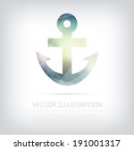 Vector modern anchor icon with colorful trendy and modern polygonal texture