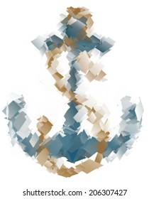 Vector modern anchor icon with colorful trendy and modern polygonal texture