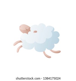 Vector modern animal vector illustration. Trendy style animal character. Cute jumping sheep isolated on white background.