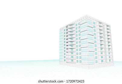 Edificio de apartamentos moderno vectorial en contornos
