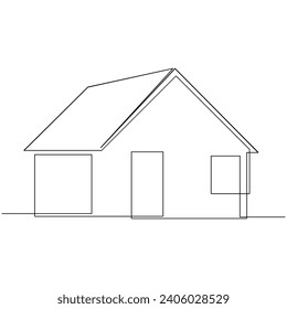Vector modern architecture of house one continuous line drawing isolated on white background