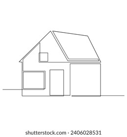 Vector modern architecture of house one continuous line drawing isolated on white background