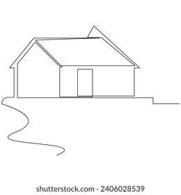 Vector modern architecture of house one continuous line drawing isolated on white background