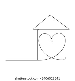 Vector modern architecture of house one continuous line drawing isolated on white background