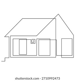 Vetor arquitetura moderna de casa, um desenho de linha contínua isolado no fundo branco