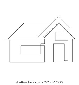 Vector modern architecture of house, one continuous line drawing isolated on white background