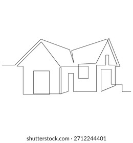 Vector modern architecture of house, one continuous line drawing isolated on white background