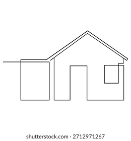 Vector modern architecture of house, one continuous line drawing isolated on white background