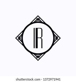 Vector modern art deco frame. Elegant monogram design template.