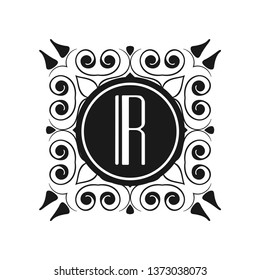 Vector modern art deco frame. Elegant monogram design template.