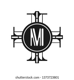 Vector modern art deco frame. Elegant monogram design template.