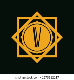 Vector modern art deco frame. Elegant monogram design template.